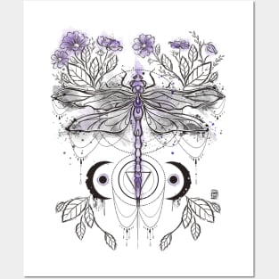 Purple dragonfly Posters and Art